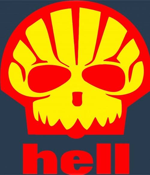 Shell Hell Márkaparódia Pólók, Pulóverek, Bögrék - Poénos