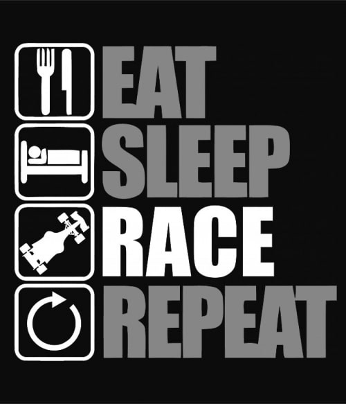 Eat Sleep Race Repeat Forma 1 Pólók, Pulóverek, Bögrék - Járművek