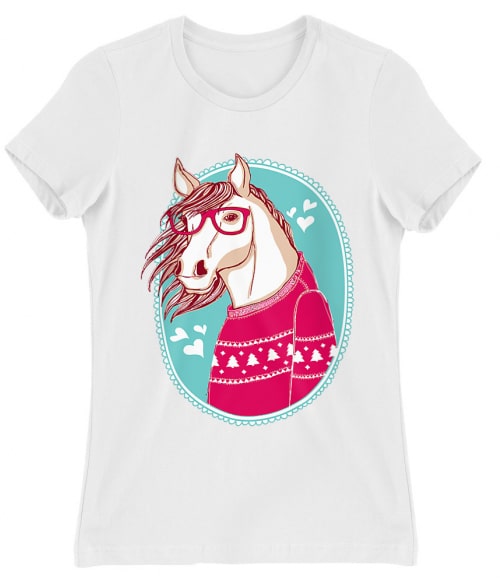 Hipster horse Lovas Női Póló - Lovas
