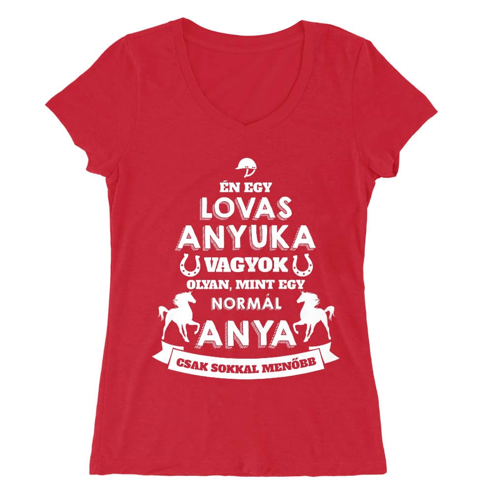 Lovas anya Női V-nyakú Póló