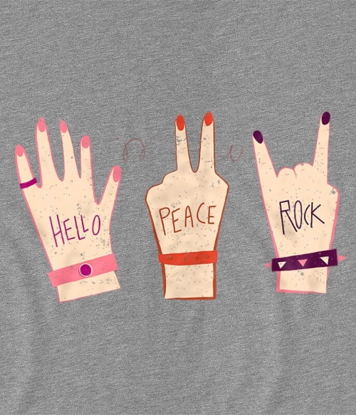 Hello Peace Rock Rocker Rocker Rocker Pólók, Pulóverek, Bögrék - Zene