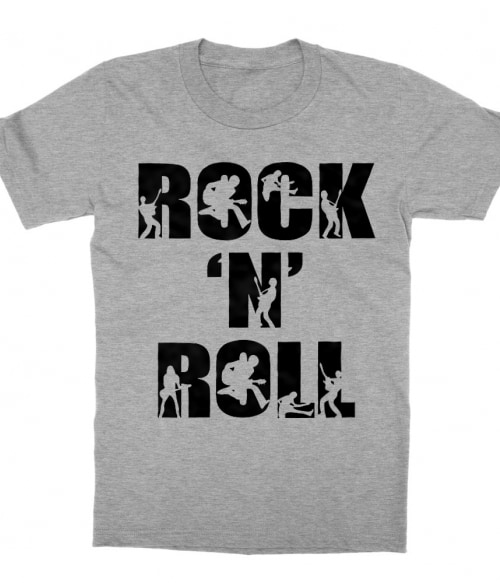 Rock 'N Roll Text Silhouette Póló - Ha Rocker rajongó ezeket a pólókat tuti imádni fogod!