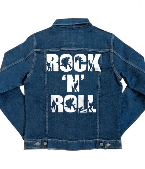 Rock 'N Roll Text Silhouette Rocker Kabát - Zene