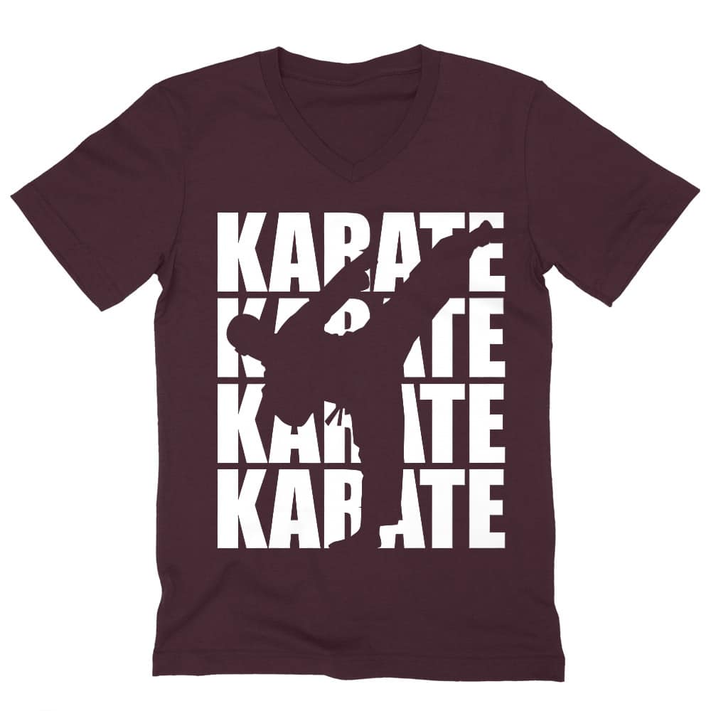 Karate silhouette Férfi V-nyakú Póló