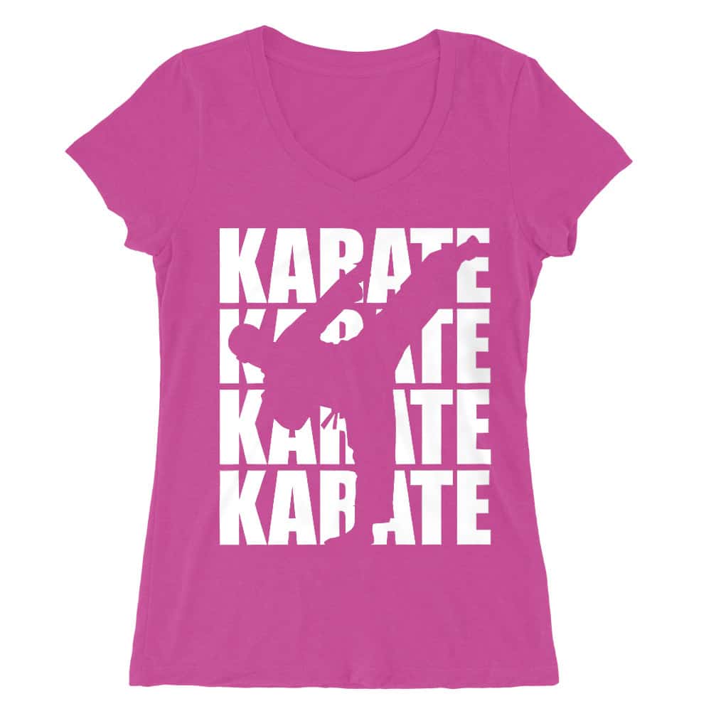 Karate silhouette Női V-nyakú Póló