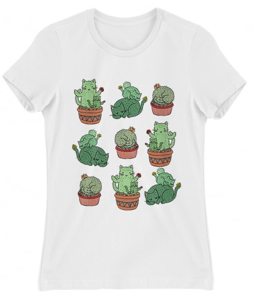 Kitty cactus Cicás Női Póló - Cicás