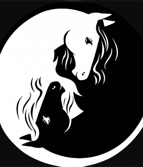 Horse yin-yang 2 Lovas Pólók, Pulóverek, Bögrék - Lovas