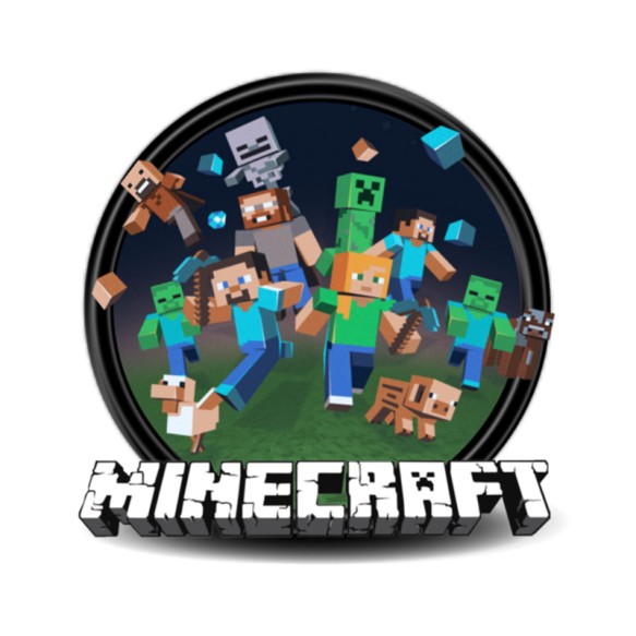 Kerek Minecraft logó 2 Gaming Gaming Gaming Pólók, Pulóverek, Bögrék - Minecraft