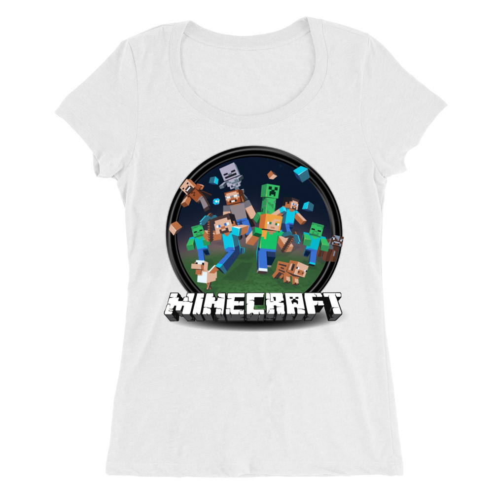 Kerek Minecraft logó 2 Női O-nyakú Póló