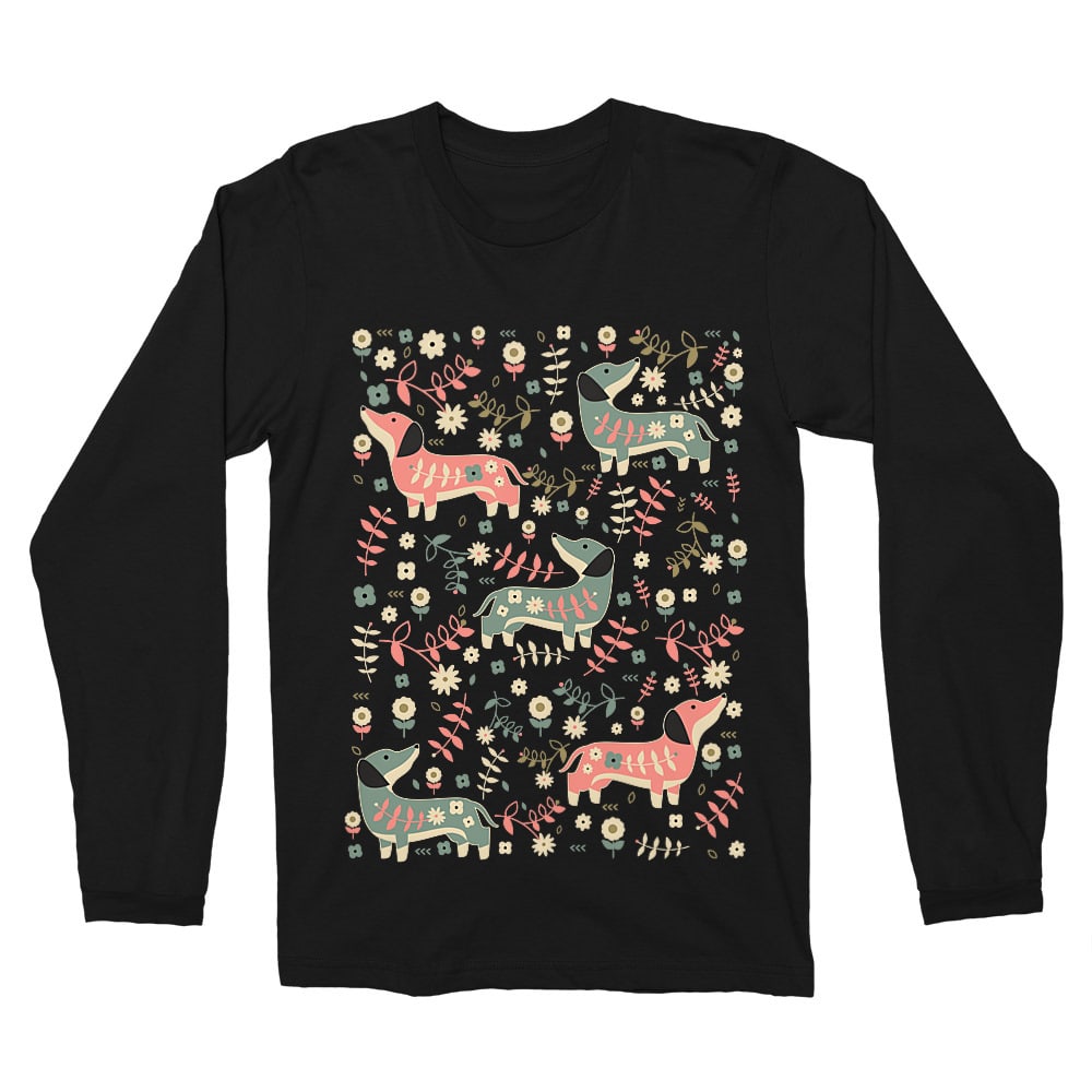Dachshund pattern Férfi Hosszúujjú Póló