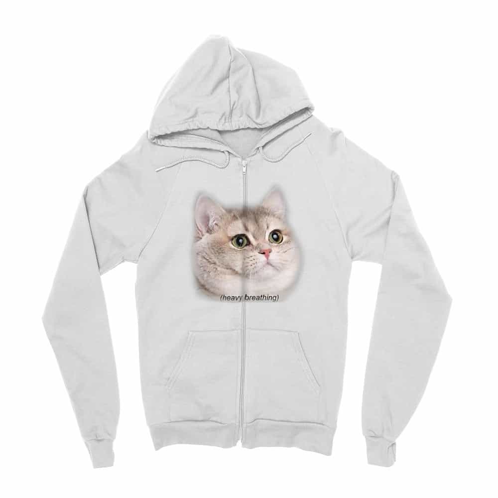 Heavy Breathing Cat Zipzáros Pulóver
