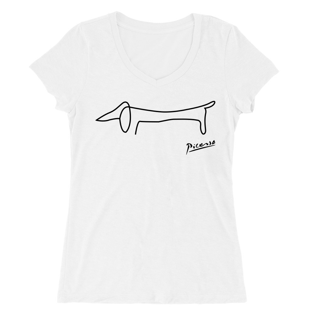 Dachshund picasso Női V-nyakú Póló