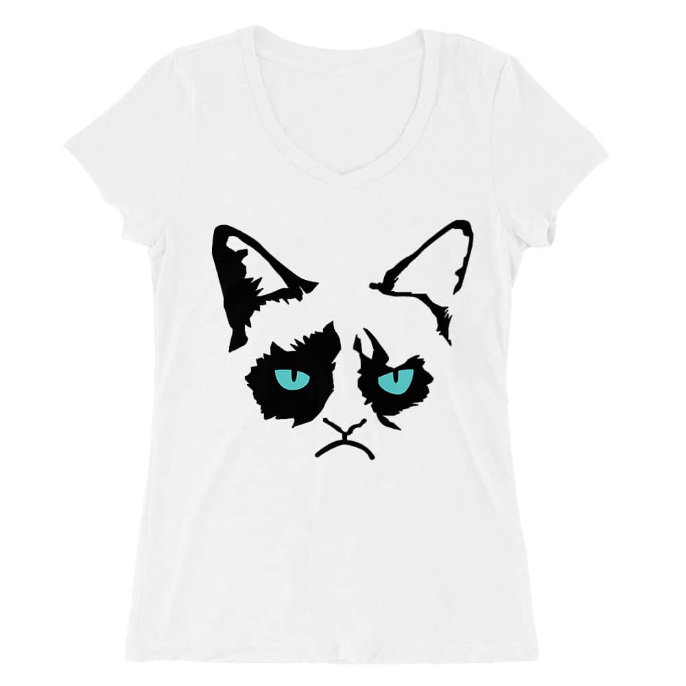 Grumpy Cat Eyes Női V-nyakú Póló