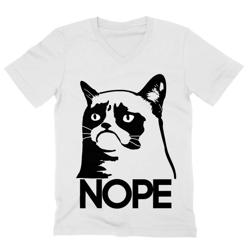 Grumpy Cat Nope Férfi V-nyakú Póló