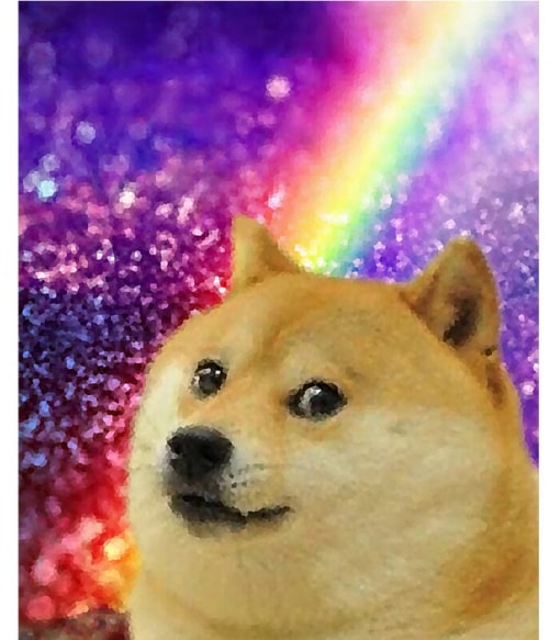 Doge Rainbow Mém Mém Mém Pólók, Pulóverek, Bögrék - Poénos