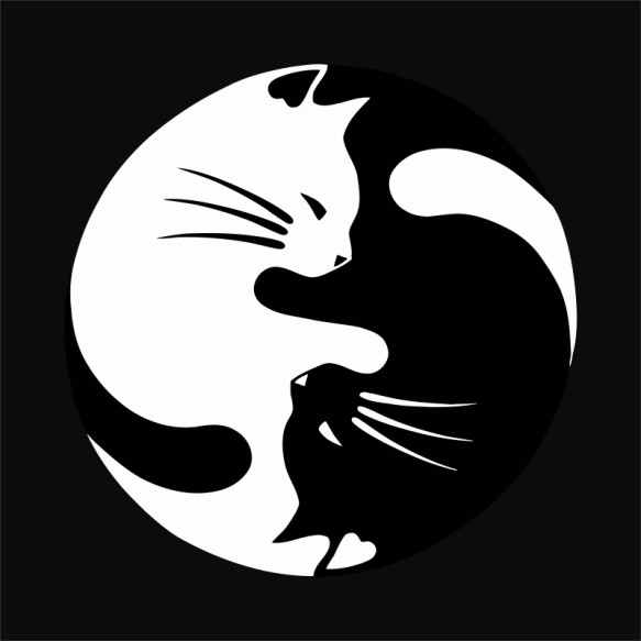 Yin Yang cica Állatos Pólók, Pulóverek, Bögrék - Cicás