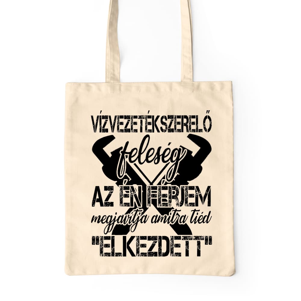 Vízvezetékszerelő feleség Prémium Vászontáska