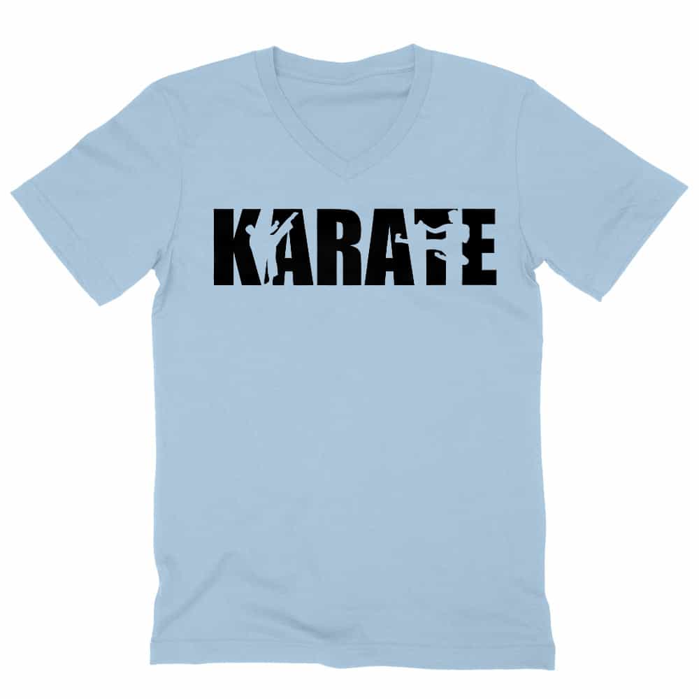 Karate Text Silhouette Férfi V-nyakú Póló
