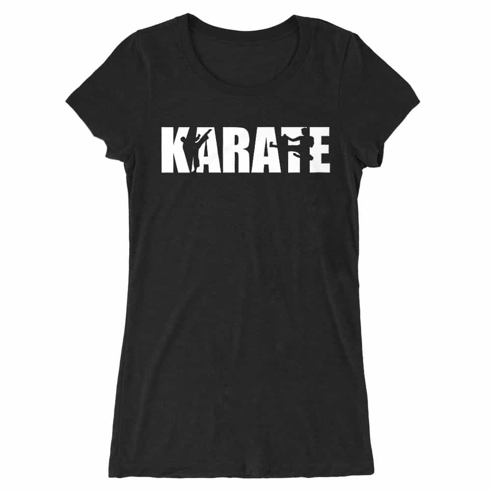 Karate Text Silhouette Női Hosszított Póló