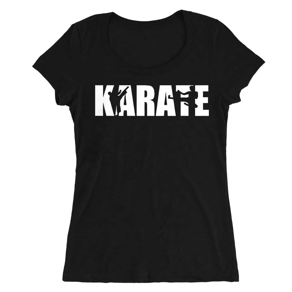 Karate Text Silhouette Női O-nyakú Póló