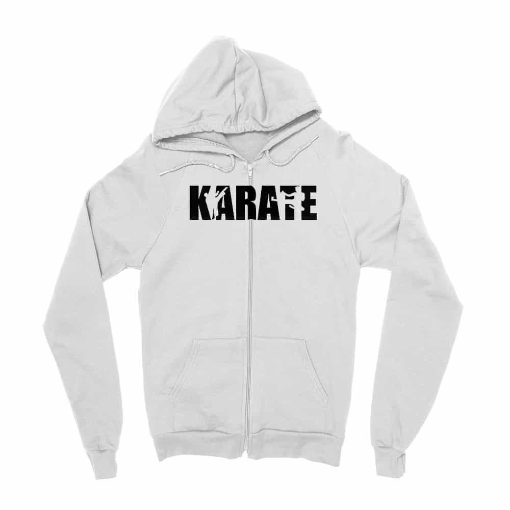 Karate Text Silhouette Zipzáros Pulóver