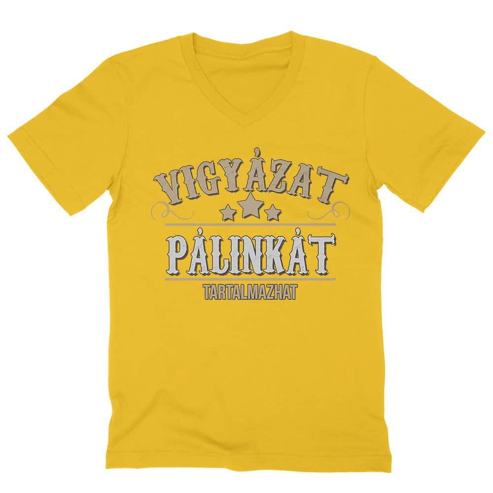 Vigyázat Pálinkát tartalmazhat Férfi V-nyakú Póló