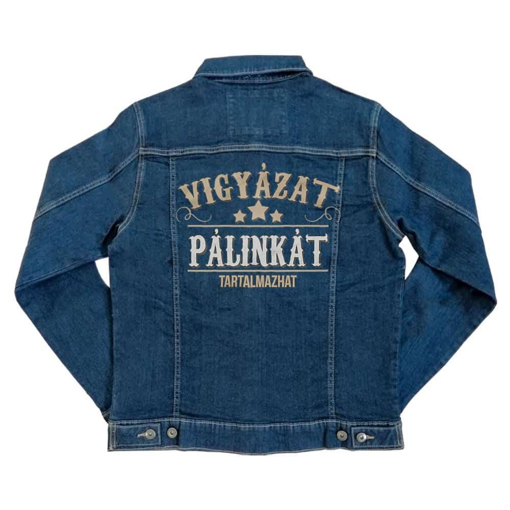 Vigyázat Pálinkát tartalmazhat Unisex Farmerkabát