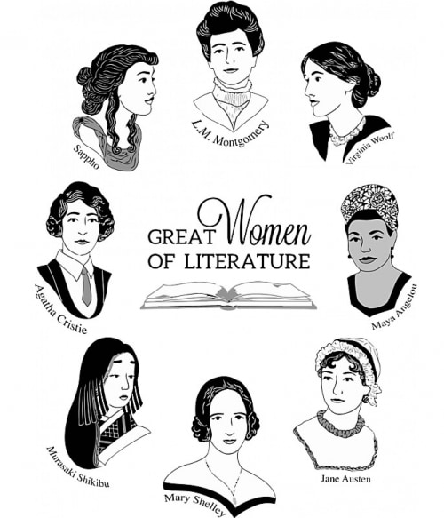 Women of literature Irodalom Irodalom Irodalom Pólók, Pulóverek, Bögrék - Világirodalom
