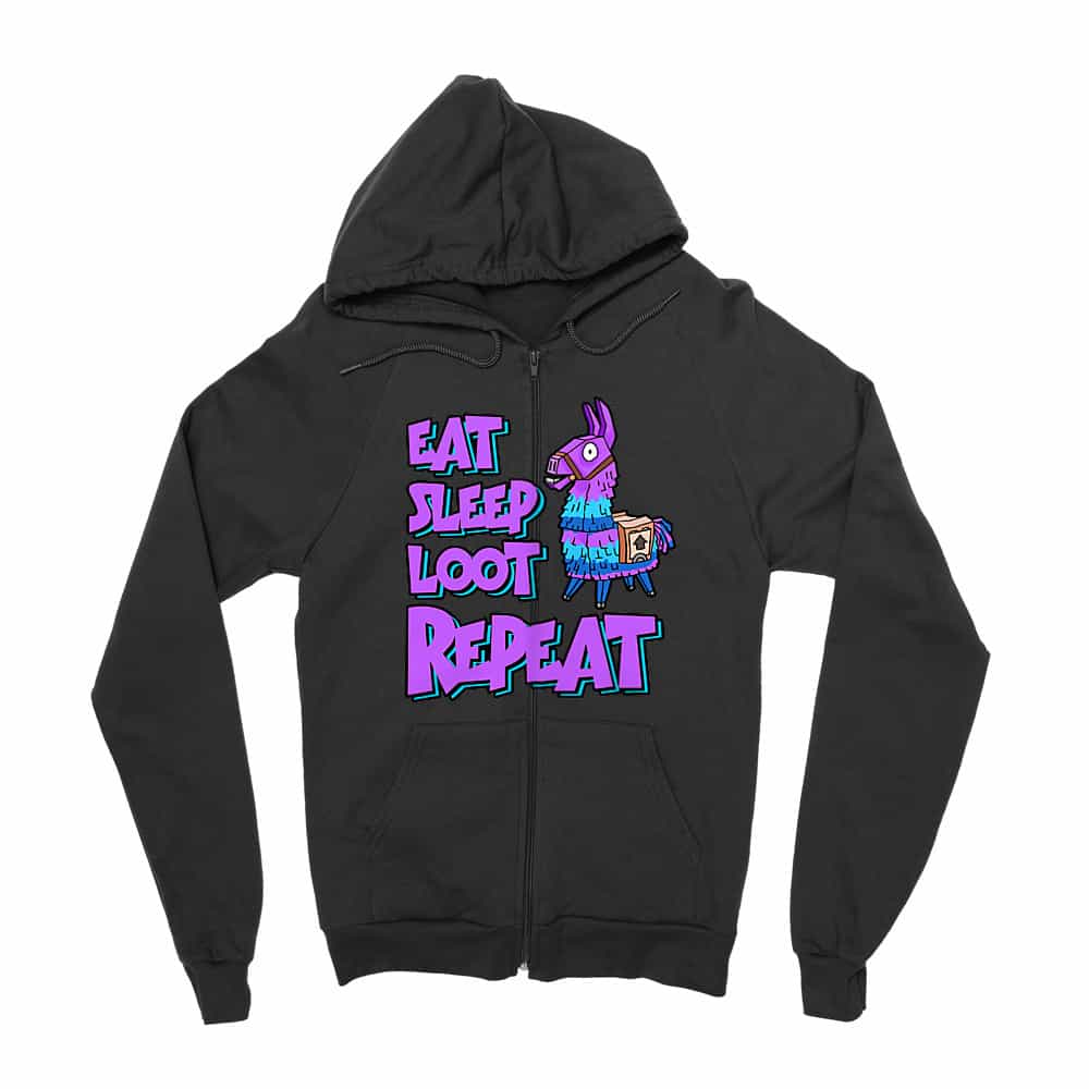 Eat sleep loot repeat Zipzáros Pulóver
