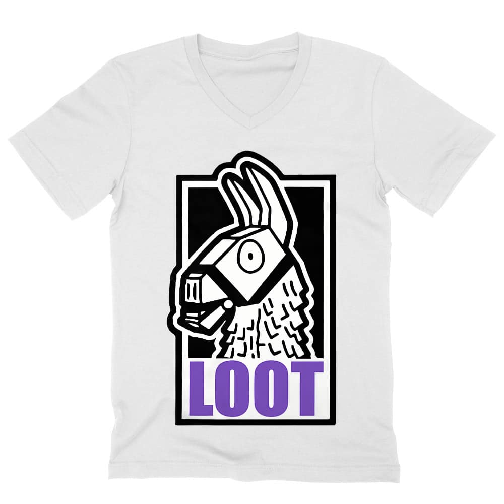 Llama loot Férfi V-nyakú Póló