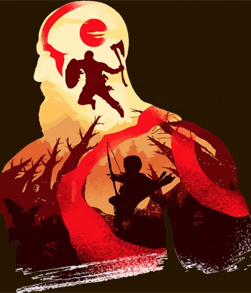 God of War silhouette 2 Gaming Pólók, Pulóverek, Bögrék - God of War