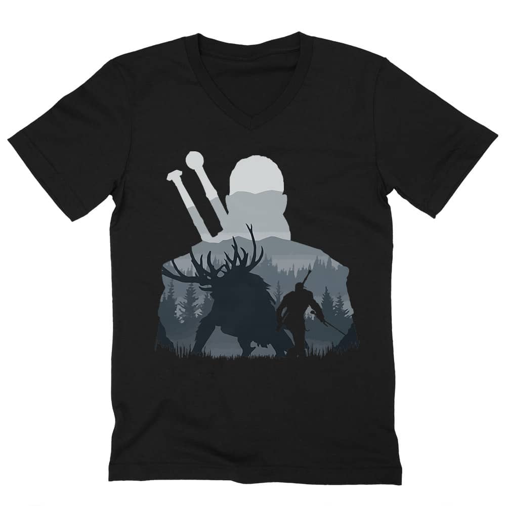 Witcher Silhouette Férfi V-nyakú Póló