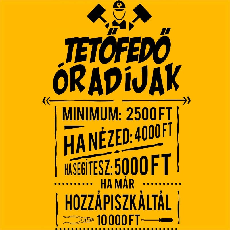 Tetőfedő óradíjak