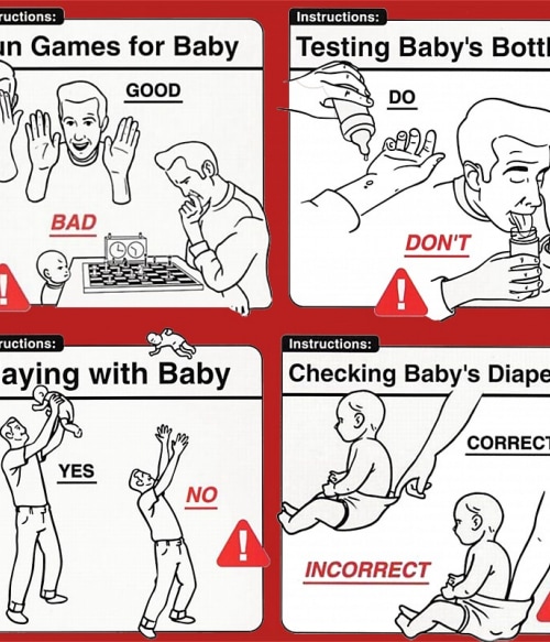 Baby Instructions – Top tippek Babás Pólók, Pulóverek, Bögrék - Család