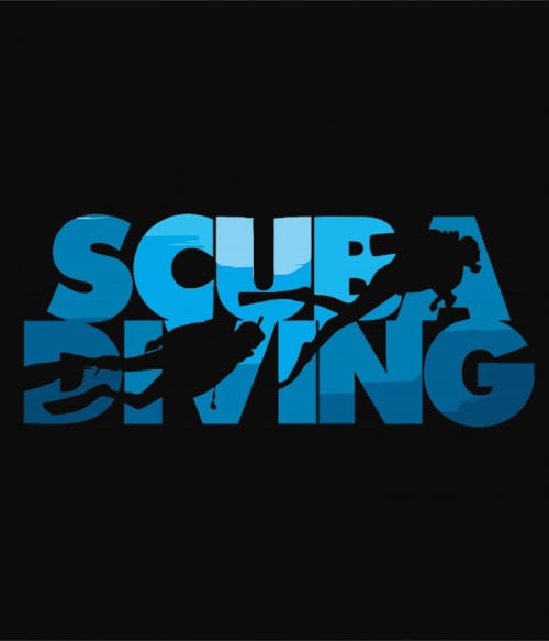 Scuba Diving Text Silhouette Extrémsport Pólók, Pulóverek, Bögrék - Sport