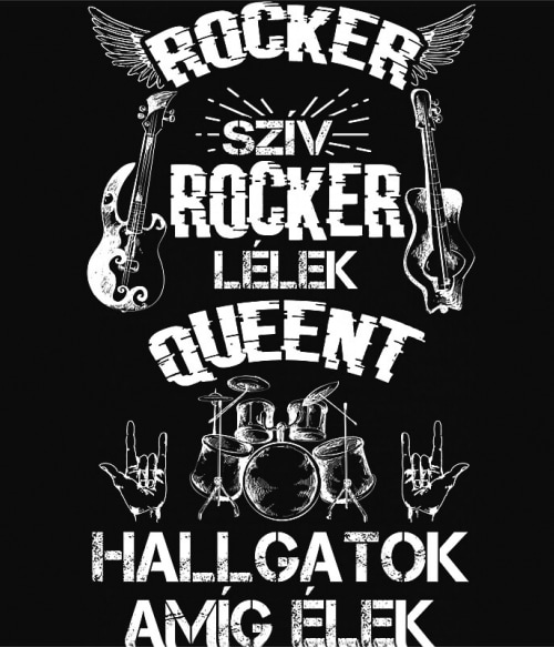 Rocker szív rocker lélek - Queen Queen Pólók, Pulóverek, Bögrék - Rocker
