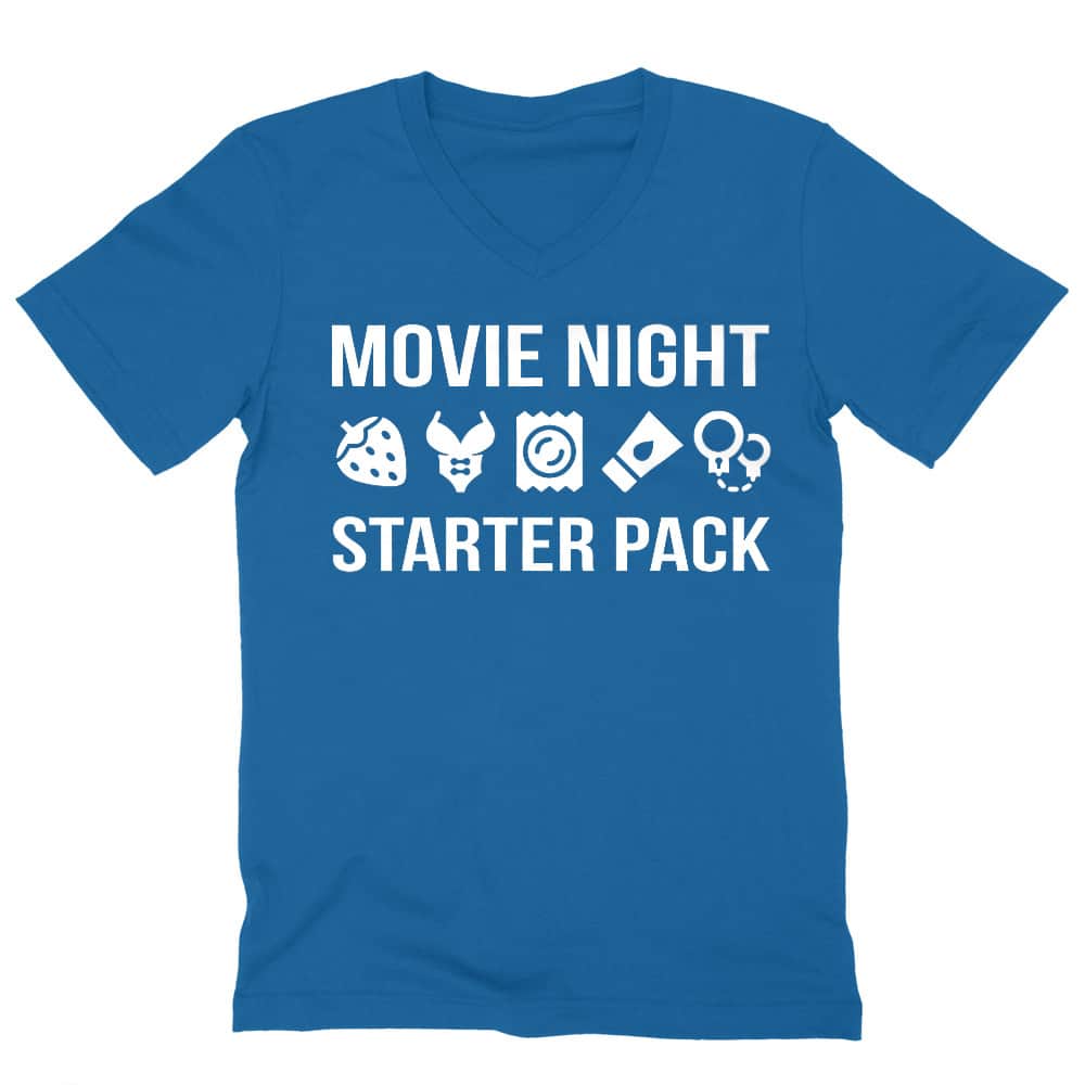 Movie Night Starter Pack Férfi V-nyakú Póló