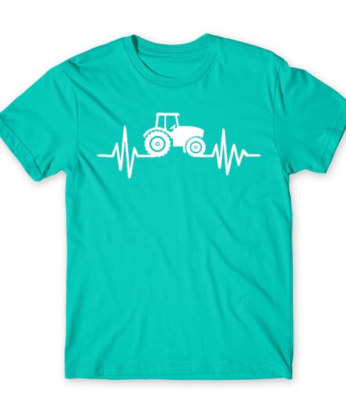 Tractor Heartbeat Mezőgazdaság Póló - Traktoros