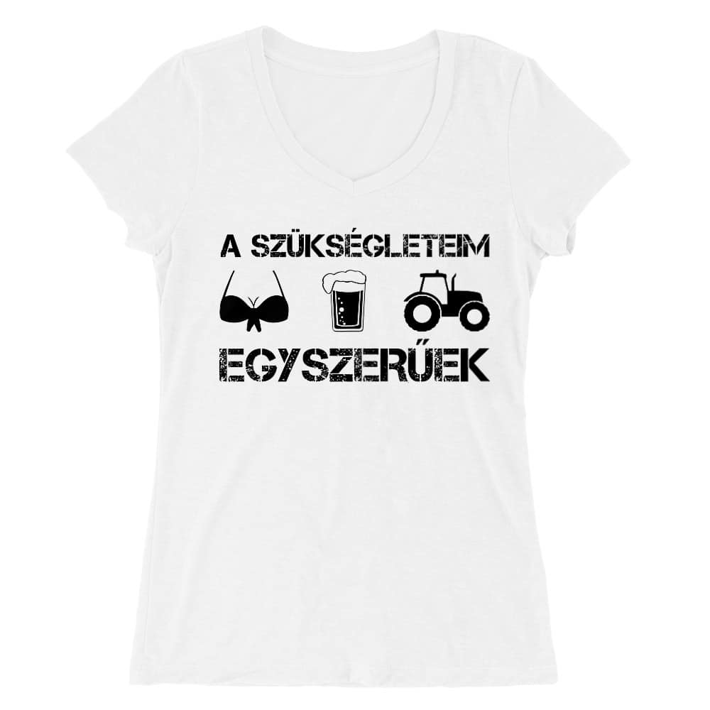 A Szükségleteim Egyszerűek - Traktor Női V-nyakú Póló
