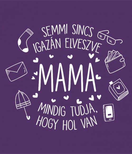 Mama tudja hol van Mama Pólók, Pulóverek, Bögrék - Mama
