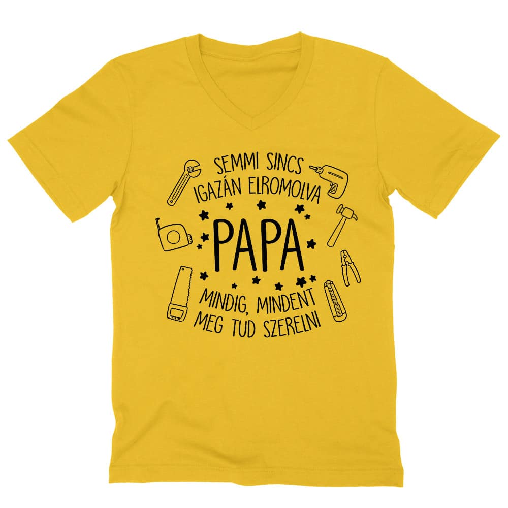 Papa mindent megszerel Férfi V-nyakú Póló