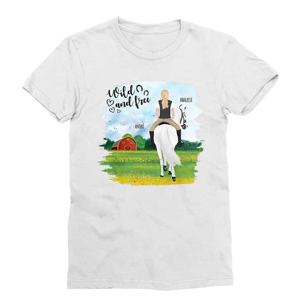 Lovas nő tavaszi mezőn - MyLife Férfi Testhezálló Póló