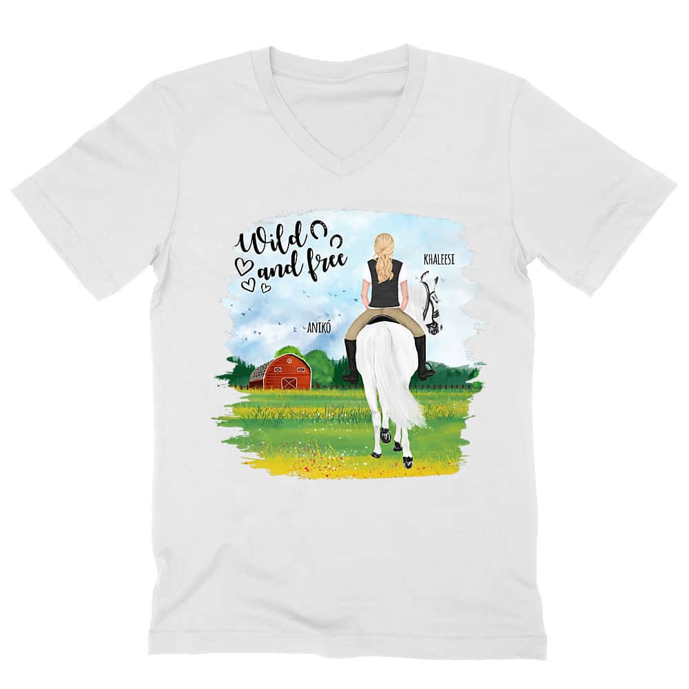 Lovas nő tavaszi mezőn - MyLife Férfi V-nyakú Póló