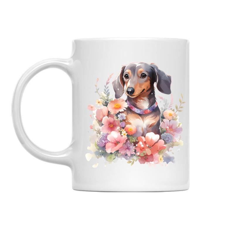 Dachshund with flowers