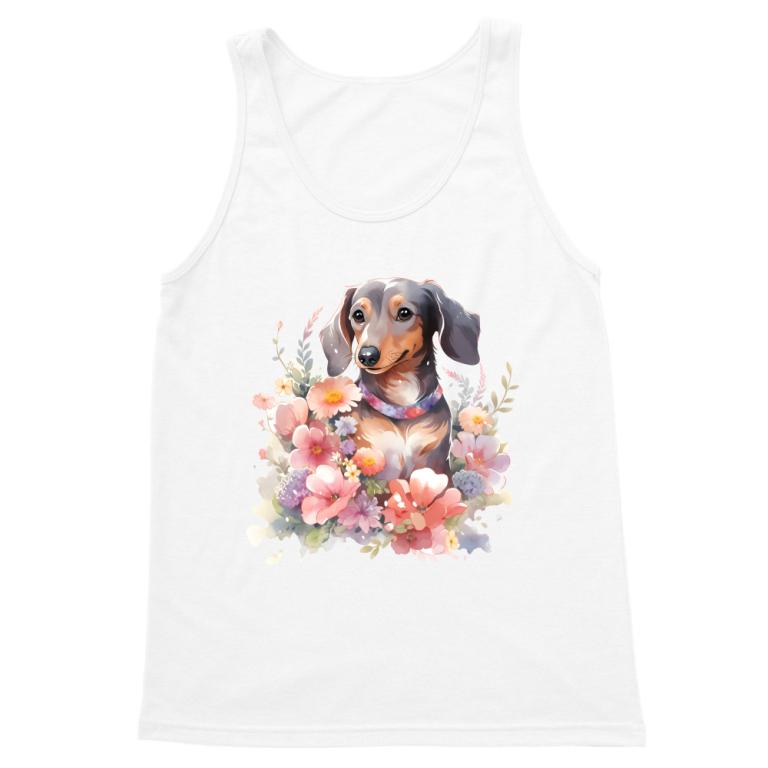 Dachshund with flowers