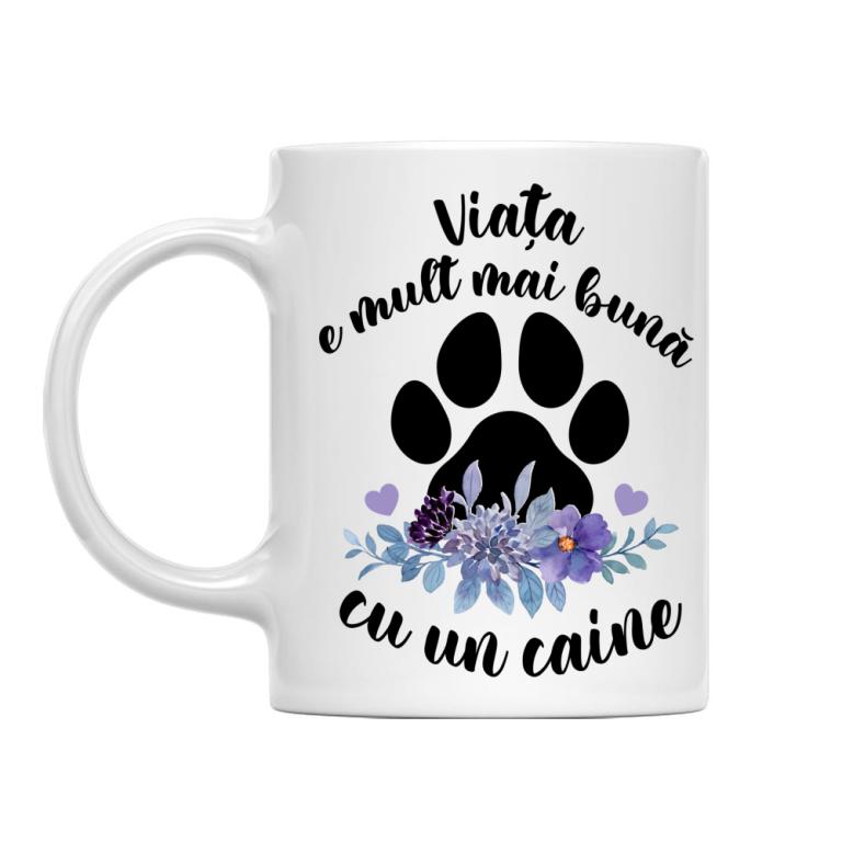 Viața e mult mai bună cu un câine - floral