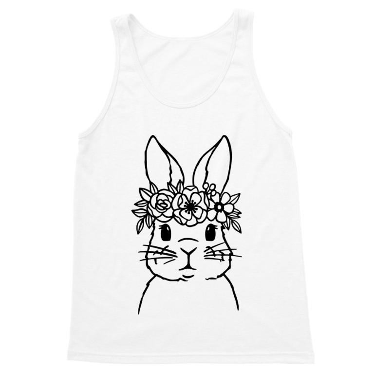 Bunny with flowers monochrome