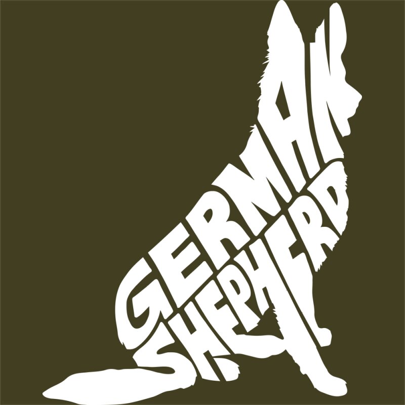 German Shepherd silhouette - Text