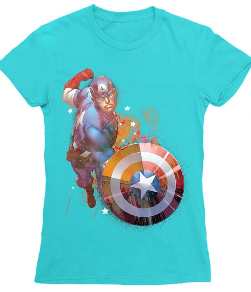 Captain America Watercolor splash Póló - Ha Captain America rajongó ezeket a pólókat tuti imádni fogod!