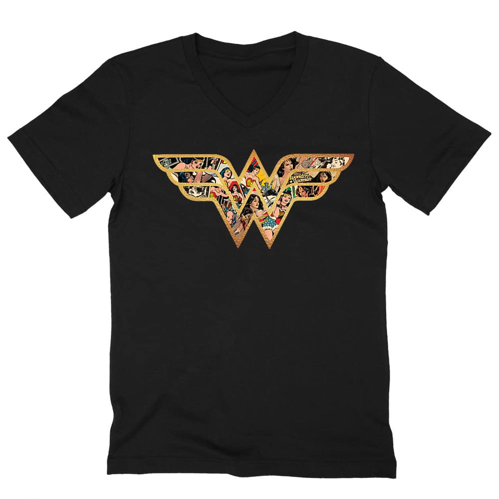 Wonder Woman Comics logo Férfi V-nyakú Póló